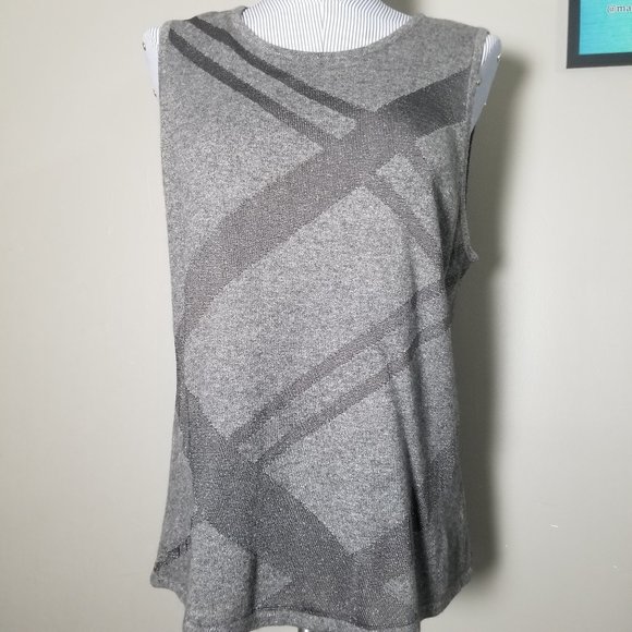 Lauren Ralph Lauren Gray Sparkle Sleeveless Shirt - Picture 3 of 8